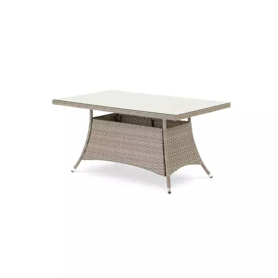Table haute de porche en aluminium et rotin synthétique 140x80x68cm
