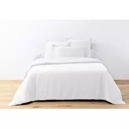 Parure housse de couette coton blanc 240×260 cm