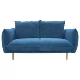 Canapé droit fixe 2 places VIANA coloris bleu