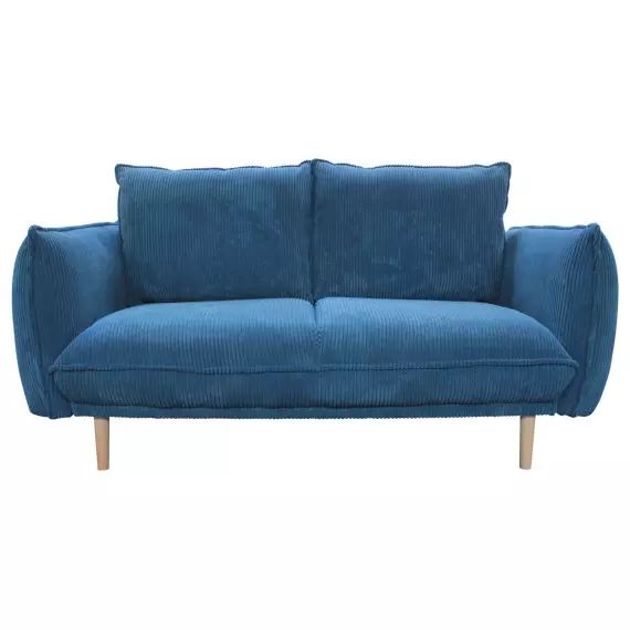 Canapé droit fixe 2 places VIANA coloris bleu