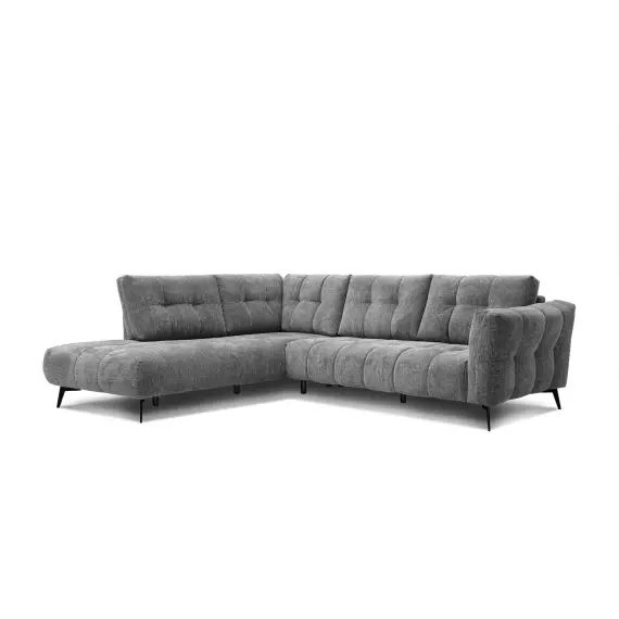 Canapé d’angle gauche 5 places tissu gris moyen