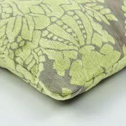Coussin en coton tissé déhoussable à motifs fleur de lys vert 43×43