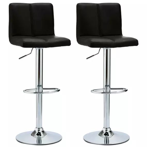 Lot de 2 chaise de bar en simili noir H75