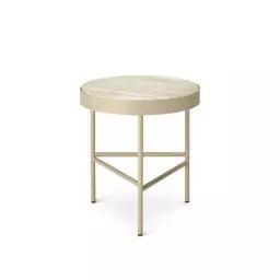 Table d’appoint Marble en Pierre, Acier thermolaqué – Couleur Beige – 51.68 x 51.68 x 45 cm – Designer Trine Andersen