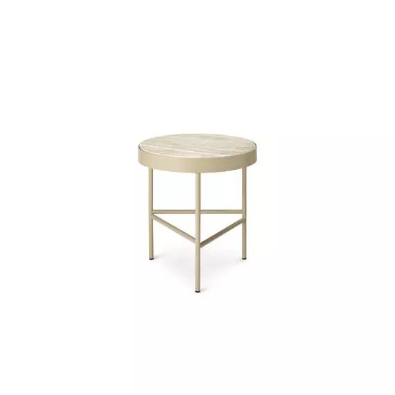 Table d’appoint Marble en Pierre, Acier thermolaqué – Couleur Beige – 51.68 x 51.68 x 45 cm – Designer Trine Andersen