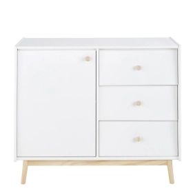 Commode double 1 porte 3 tiroirs blanche