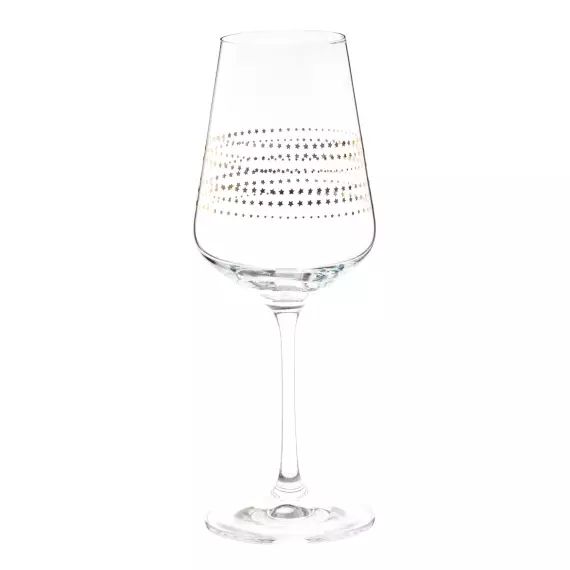Verre à pied en verre motifs étoiles dorées