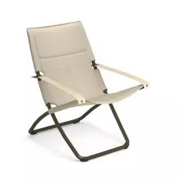 Chaise longue pliable inclinable Snooze en Tissu, Maille 3D synthétique – Couleur Beige – 75 x 62.14 x 105 cm – Designer Marco Marin