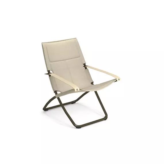 Chaise longue pliable inclinable Snooze en Tissu, Maille 3D synthétique – Couleur Beige – 75 x 62.14 x 105 cm – Designer Marco Marin