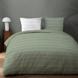 Parure de lit imprimée en coton Vert lichen 140×200 cm