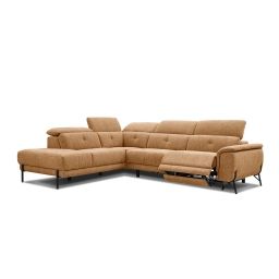 Canapé d’angle gauche 5 places avec relax électrique tissu orange