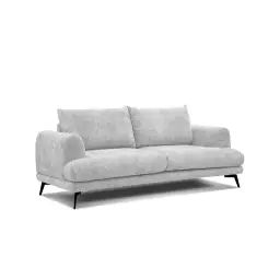 Canapé droit 3 places tissu gris clair