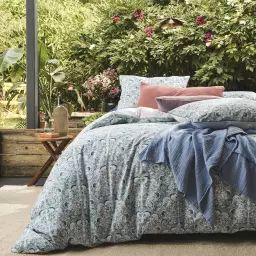 Housse de couette en percale de coton Bleu 260×240 cm