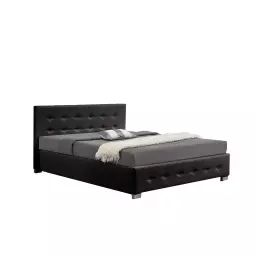 Structure de lit avec coffre 160 x 200 cm noir