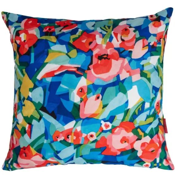 Housse de coussin extérieur fleuri 60×60