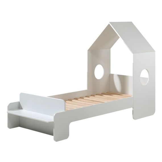 Lit cabane 90×200 sommier inclus blanc