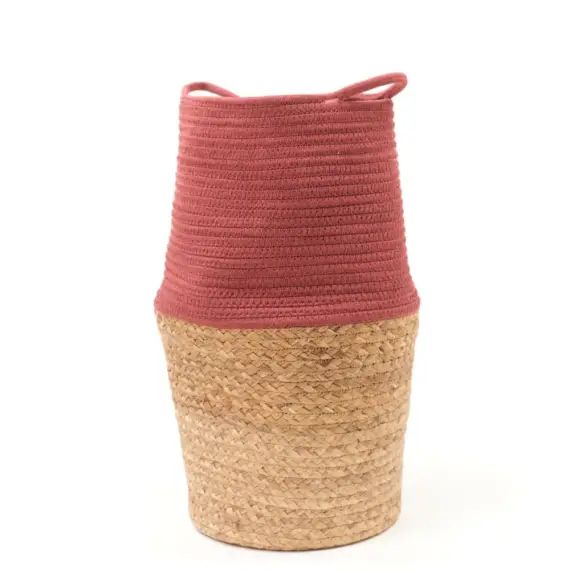 Panier long tressé en coton rouge brique 30×50