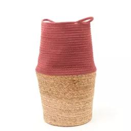 Panier long tressé en coton rouge brique 30×50