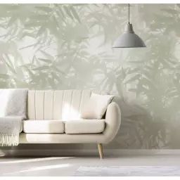 Papier peint panoramique ombres bambous 450 x 250 cm vert