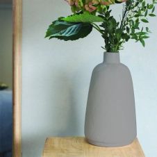 Vase décoratif céramique Arnane, gris / argent, Diam.16 cm x H.28 cm
