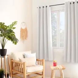 Rideau occultant et isolant uni blanc polyester 140x240cm