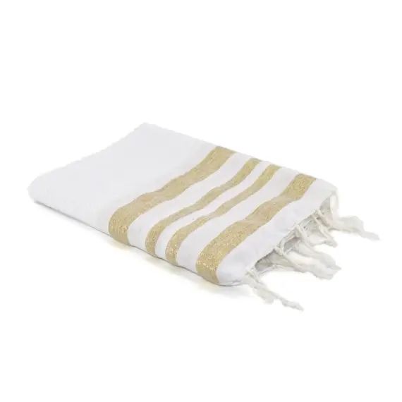 Fouta en coton 100×200 Blanc et or