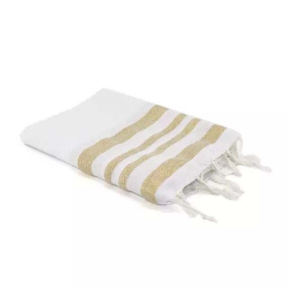 Fouta en coton 100×200 Blanc et or