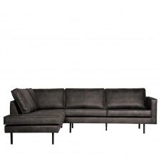 Canapé d’angle gauche vintage noir