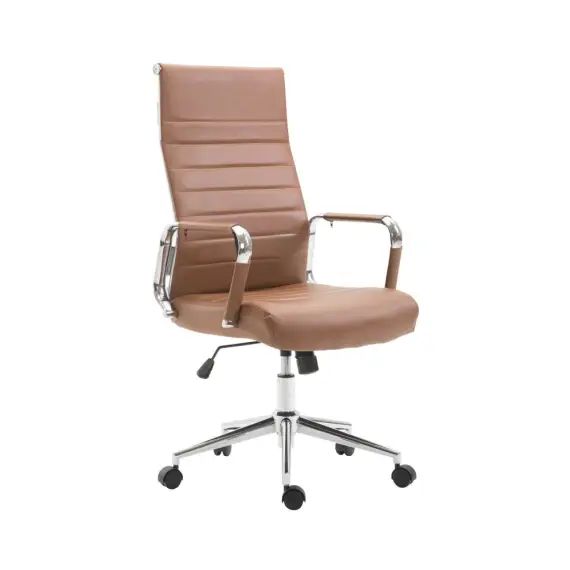 Chaise de bureau réglable pivotant en similicuir Marron clair