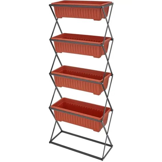 Jardinière verticale avec 4 bacs à fleurs 52 x 21 x 127 cm marron