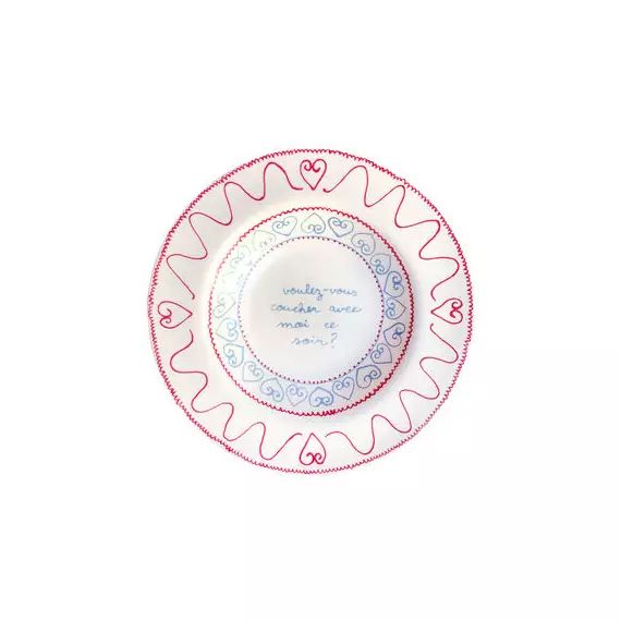 Assiette Vaisselle en Céramique, Grès – Couleur Rouge – 26 x 26 x 3 cm – Designer Laëtitia Rouget