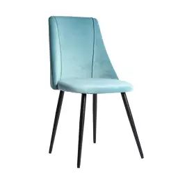 Chaise en polyester, bois et mousse bleue 50x53x84