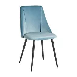 Chaise en polyester, bois et mousse bleue 50x53x84
