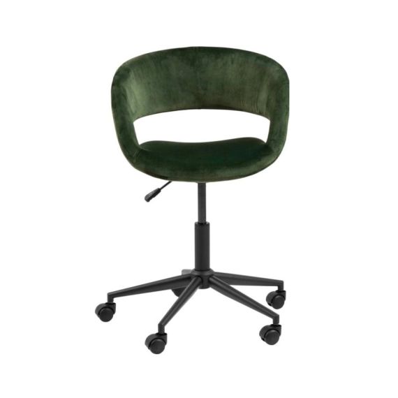 Chaise de bureau moderne à roulettes en velours vert