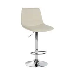 Tabouret de bar ajustable pivotant en similicuir (pvc) Crème