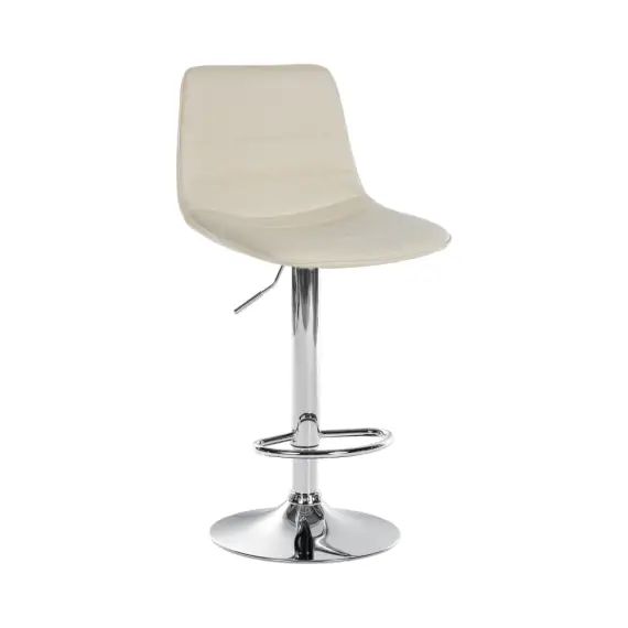 Tabouret de bar ajustable pivotant en similicuir (pvc) Crème