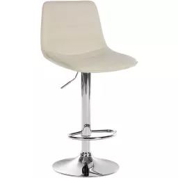 Tabouret de bar ajustable pivotant en similicuir (pvc) Crème