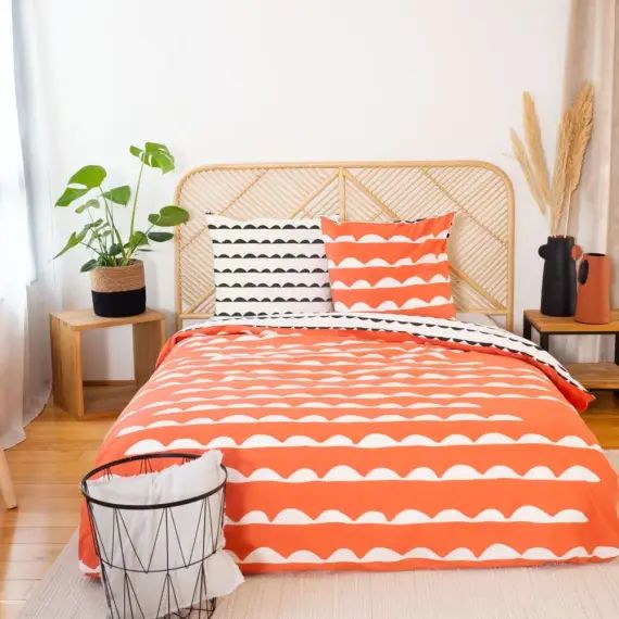 Parure housse de couette coton bio rouge 240×260 cm