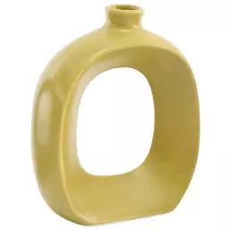 Vase en grès oval 16 cm jaune