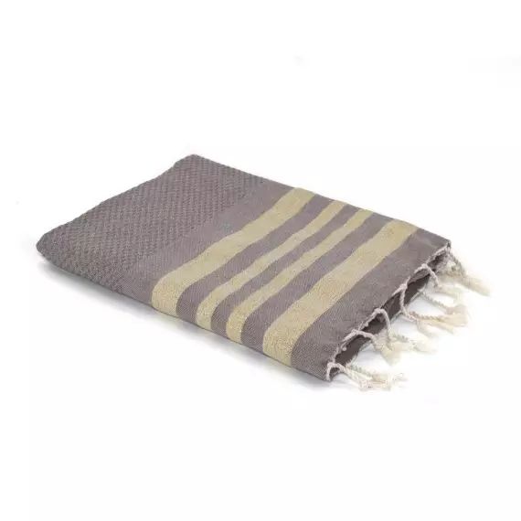 Fouta en coton 100×200 Taupe clair et or