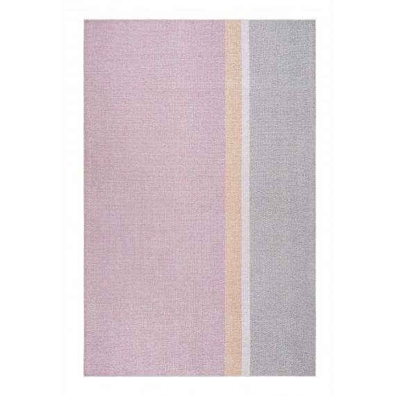 Tapis plat graphique rose et gris coton pour chambre, salon 160×230