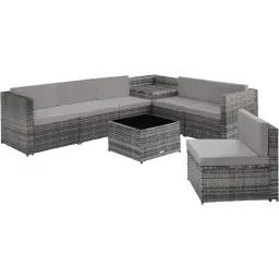 Salon en rotin Verona gris