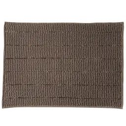 Tapis de bain en polyester uni taupe 50x70cm