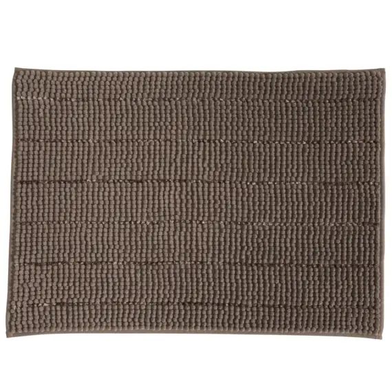 Tapis de bain en polyester uni taupe 50x70cm