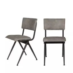 2 chaises en simili gris