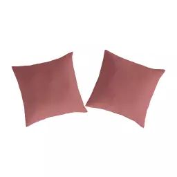 2 Taies d’oreiller en percale de coton 65×65 cm rose foncé