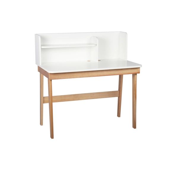 Bureau enfant Bois massif, Blanc, 105×60 cm