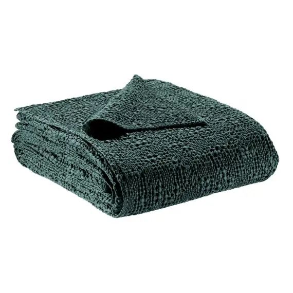 Plaid   en coton prusse 140 x 200