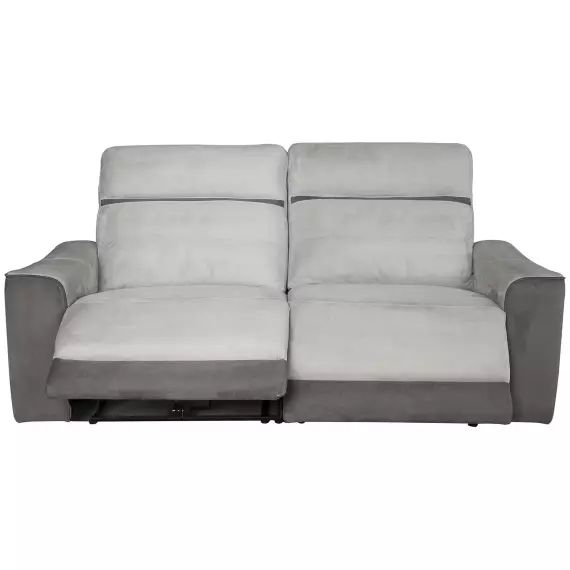 Canapé relaxation électrique 3 places en tissu NIGHT coloris gris clair/ gris foncé