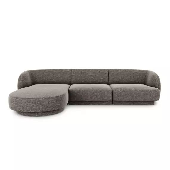 Canapé d’angle gauche 4 places en tissu chenille gris